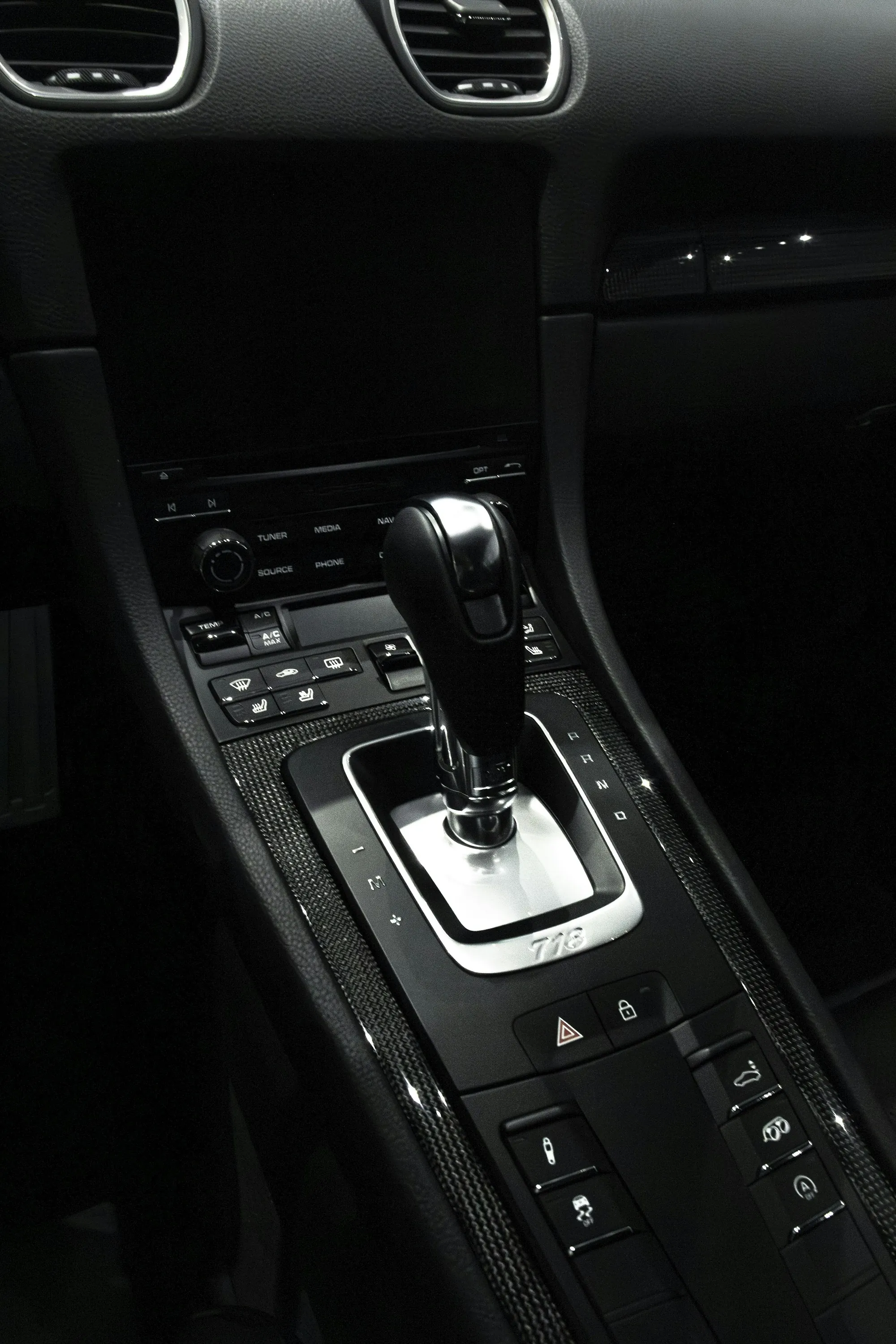 Automatic gear selector in a modern car interior
